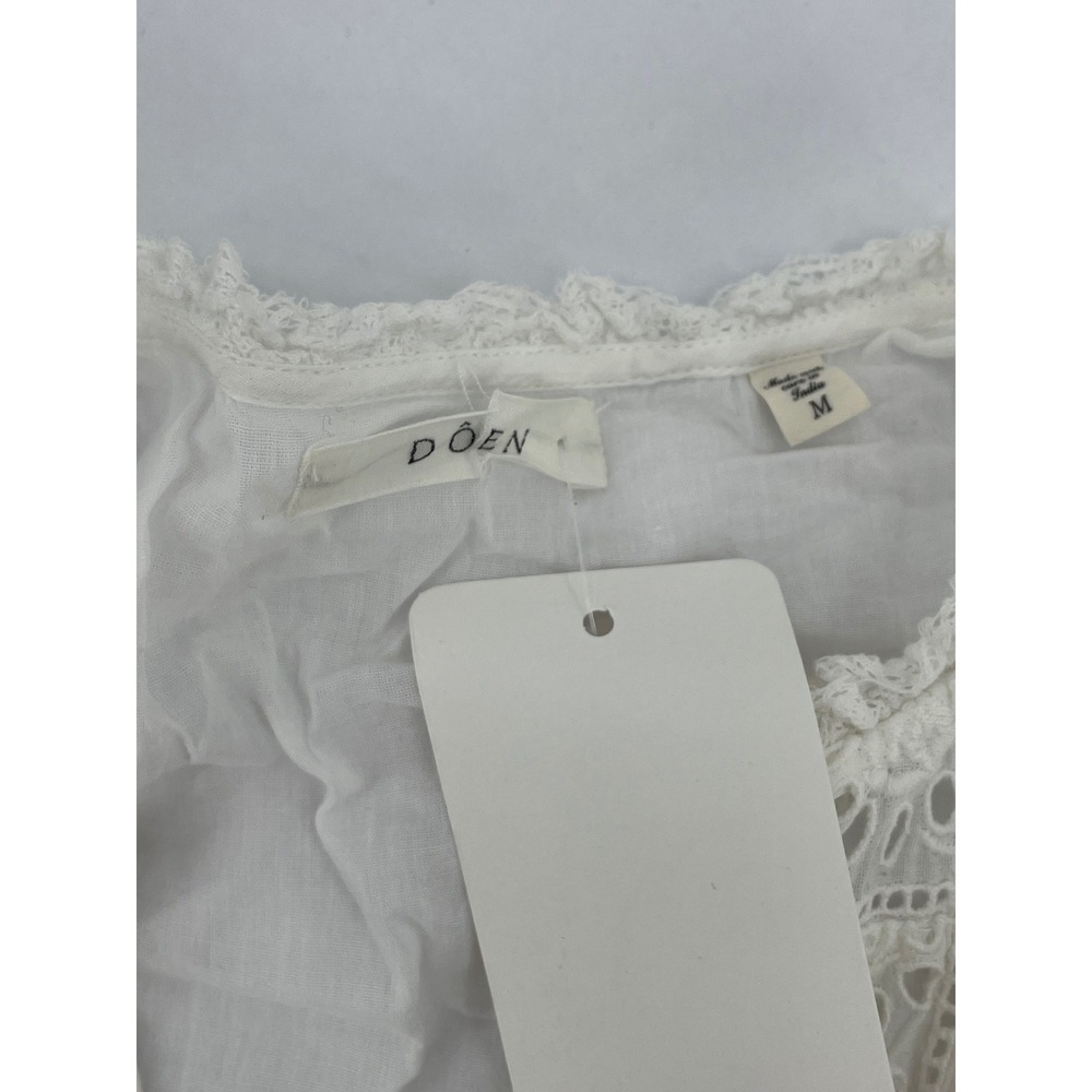 DOEN Dress Medium White Like New Eyelet Lace Maxi Bohemian Button Front Cotton - Picture 5 of 5